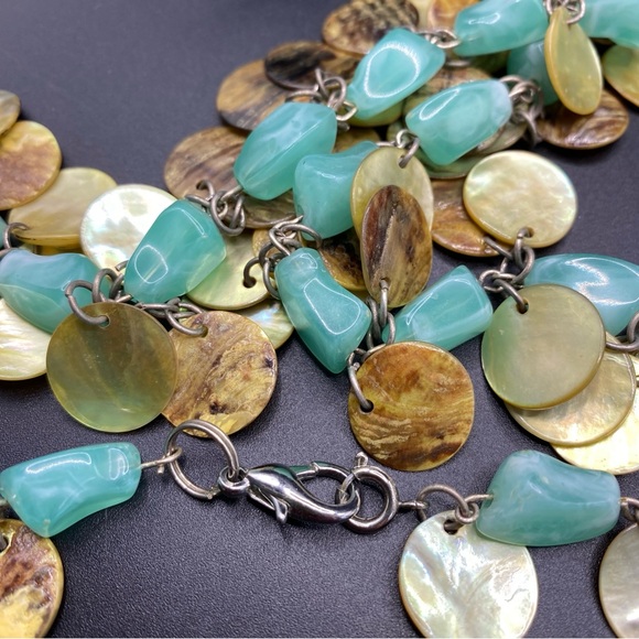 Boho Shell & Mint Green Acrylic Beads Necklace & Bracelet Set - Picture 7 of 8